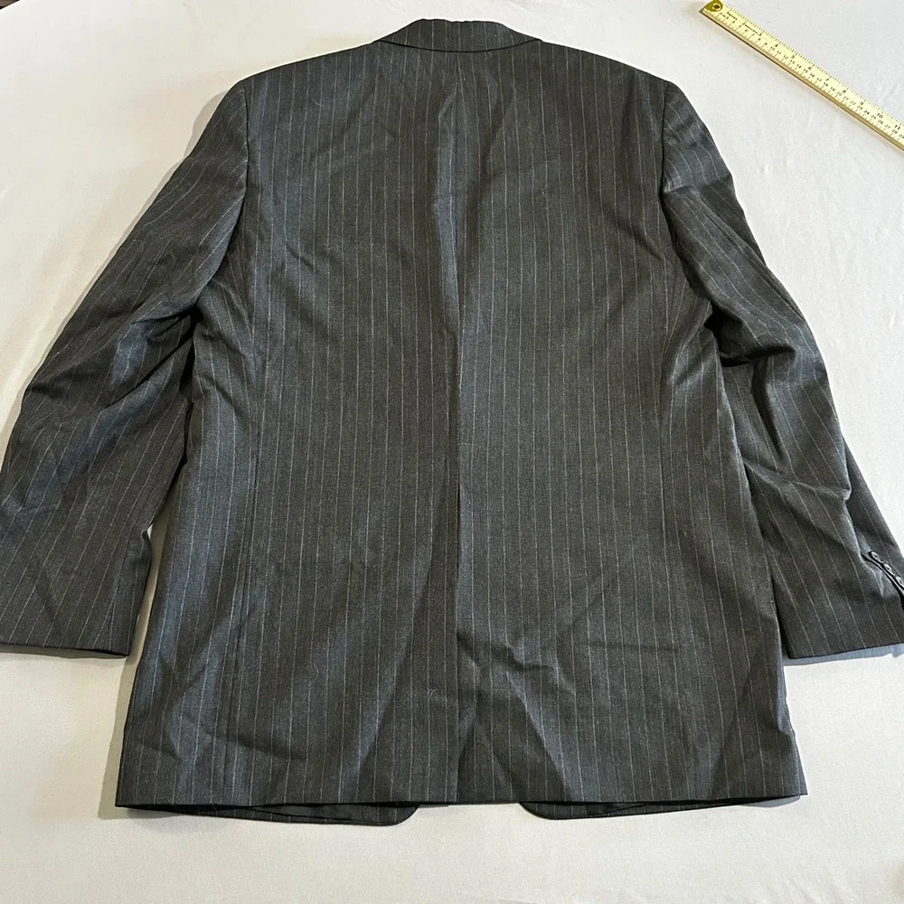 Chaps Ralph Lauren Blazer Mens 42T Grey Good Pinstripe Wool 2-Button Jacket